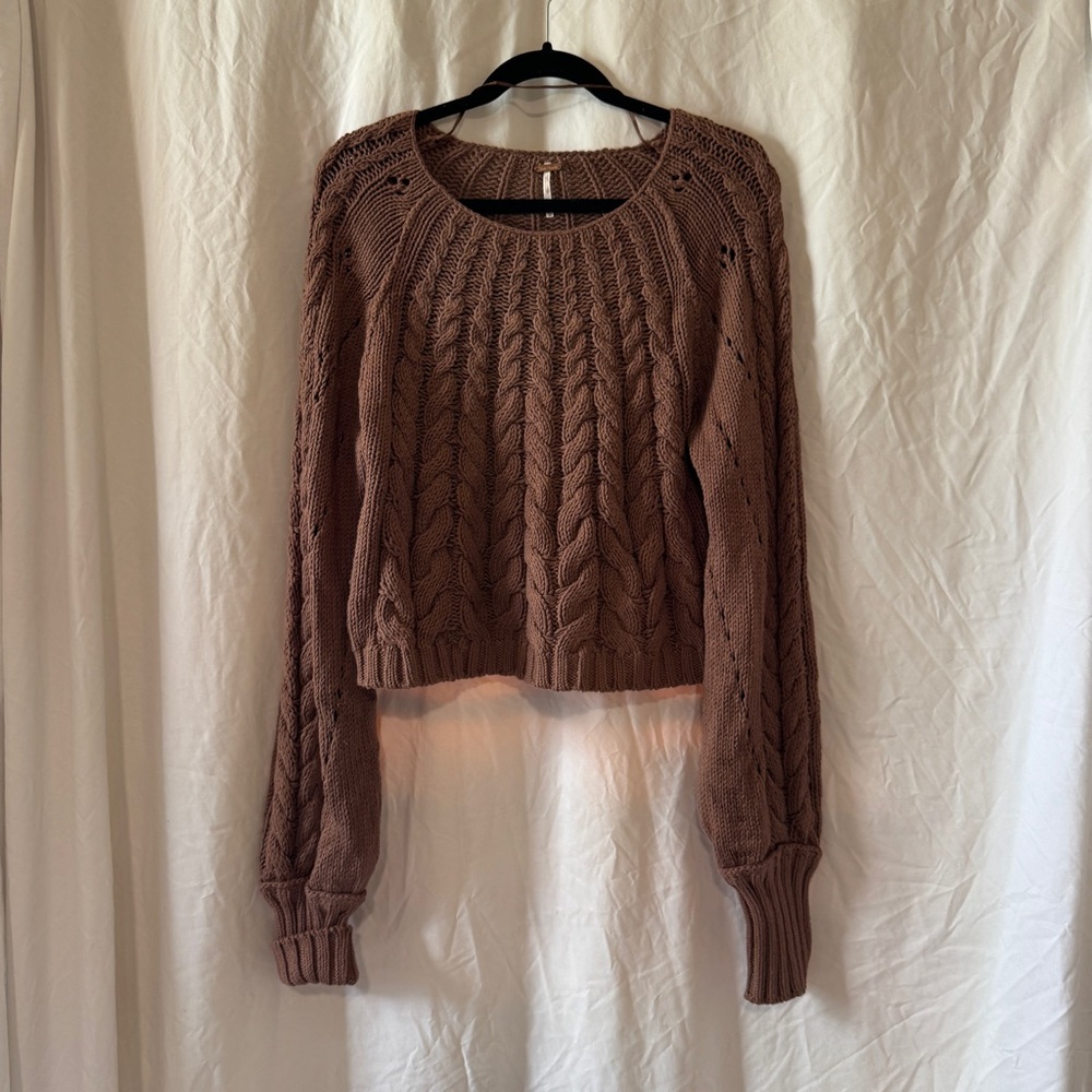 NWOT Free People Sandra Pullover Cable Knit Sweater in Brown - Medium - Picture 5 of 10